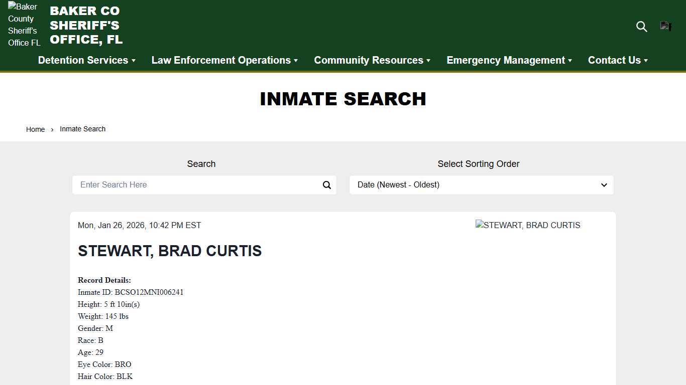 Inmate Search Baker County Sheriff’s Office FL