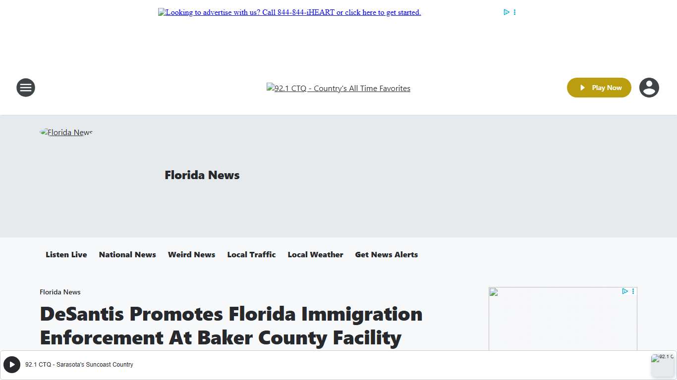DeSantis Promotes Florida Immigration Enforcement At Baker County Facility 92.1 CTQ Florida News